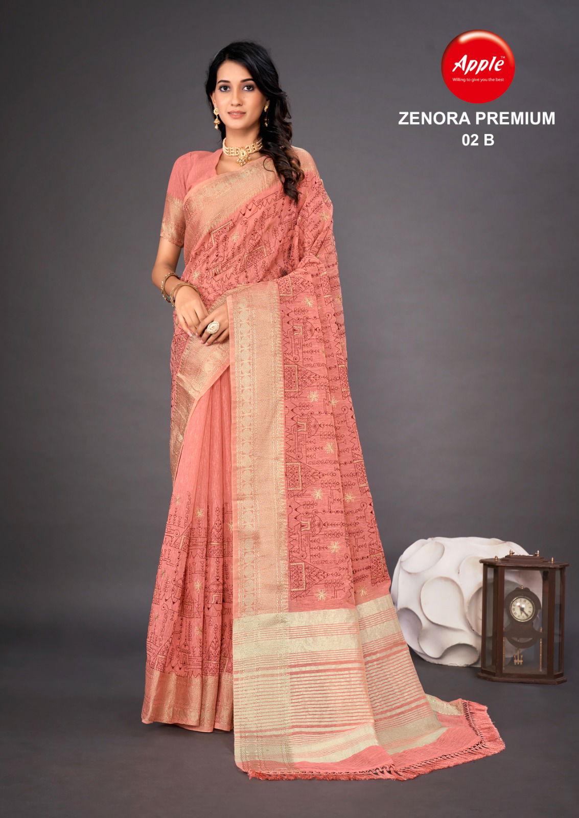 Zenora By Apple Premium 02 Linen Saree Catalog
